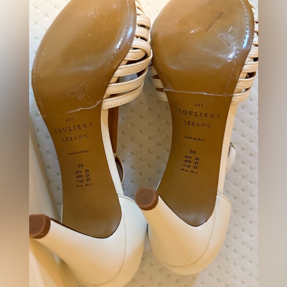 Sezane Hortense High Sandals White Women's Heels - Picture 14 of 15
